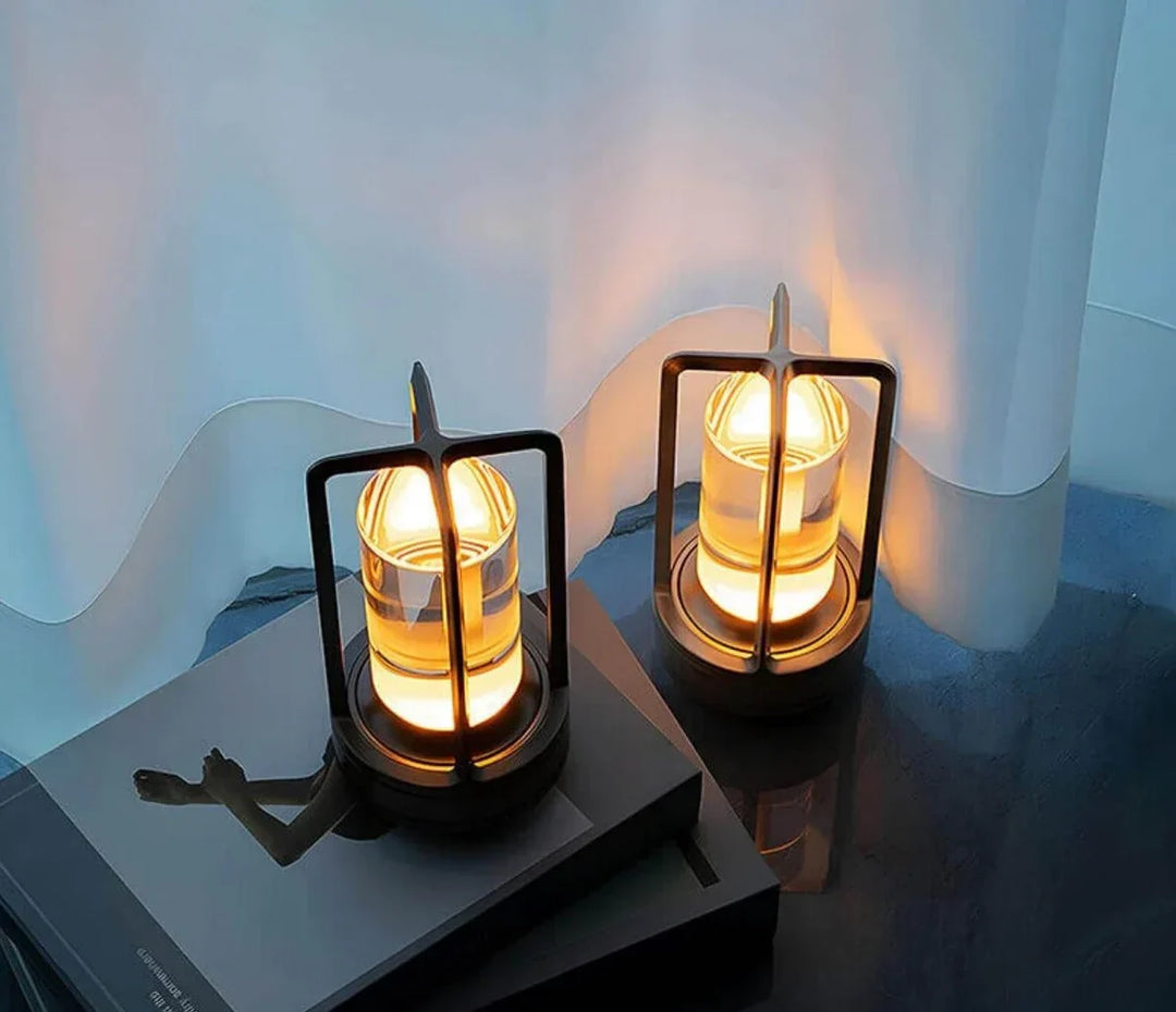 Waterproof portable crystal LED table lamp, AuroraGlow, delivering beautiful mood lighting.
