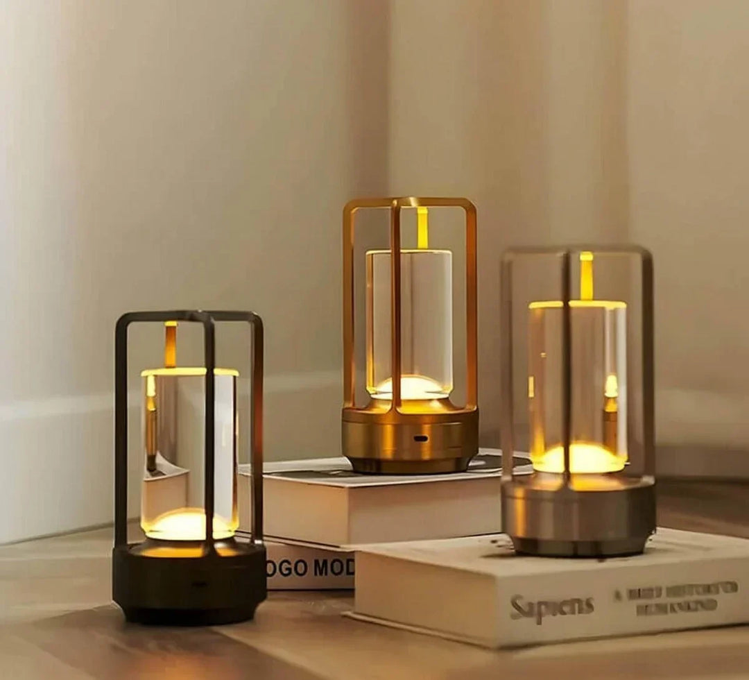 Crystal table lamp with LED lighting, portable and waterproof, enhances any indoor/outdoor space.
