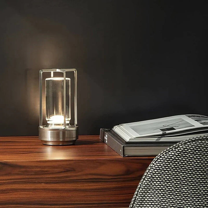 Waterproof AuroraGlow crystal LED lamp, portable for indoor & outdoor decorative lighting.
