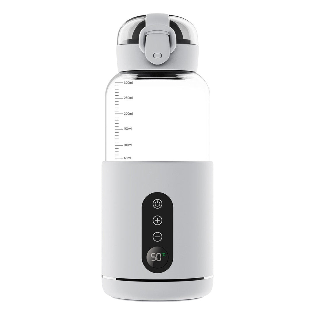 Portable baby bottle warmer for formula & drinks. USB rechargeable, perfect for travel & on-the-go infant feeding.