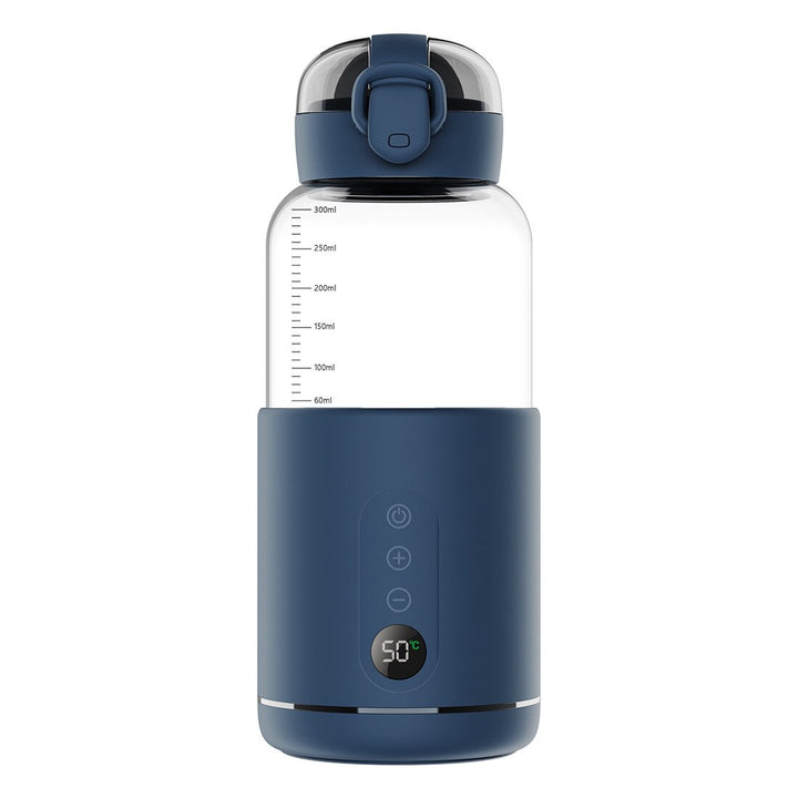 WarmEase Go portable bottle warmer with borosilicate glass. Leak-proof design for safe formula & warm drinks on road trips.