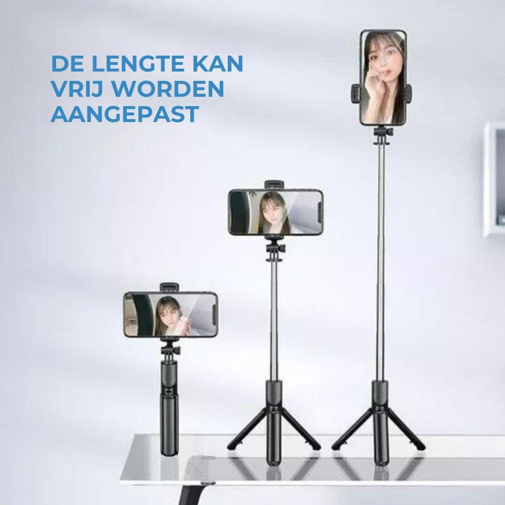 Compact travel selfie stick & tripod with Bluetooth remote. Universal phone accessory for content creators on the go.