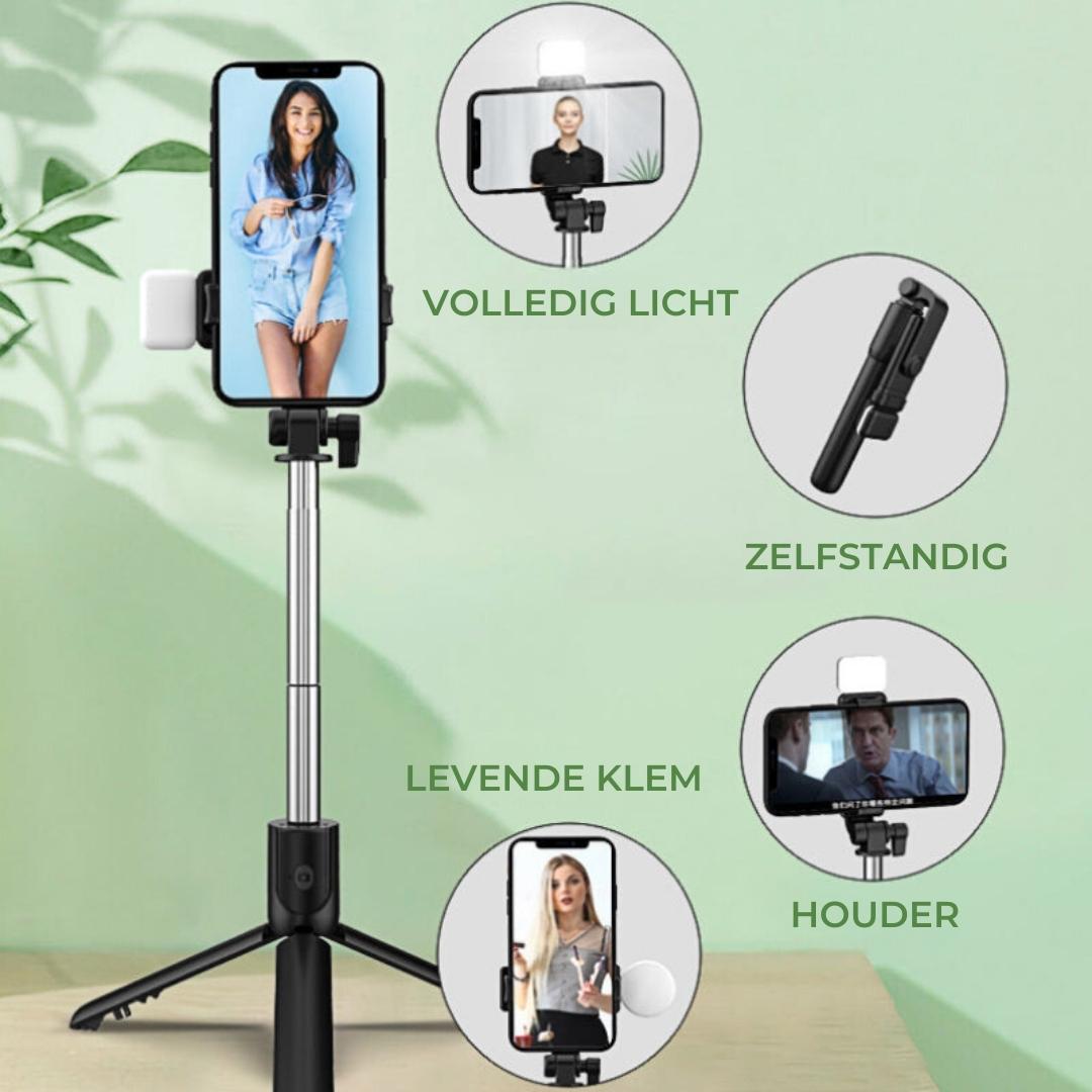 Versatile Bluetooth selfie stick & tripod. Use as a handheld monopod or stable tripod with wireless remote for any smartphone.