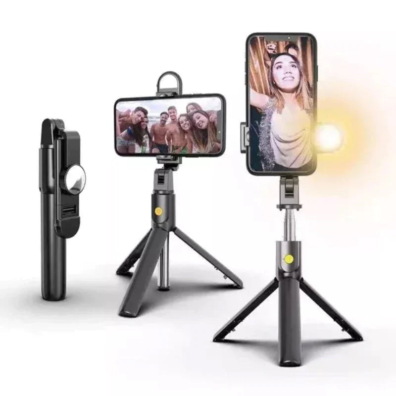 Bluetooth selfie stick tripod for high-quality smartphone photography, video recording & live streaming. Includes wireless remote.