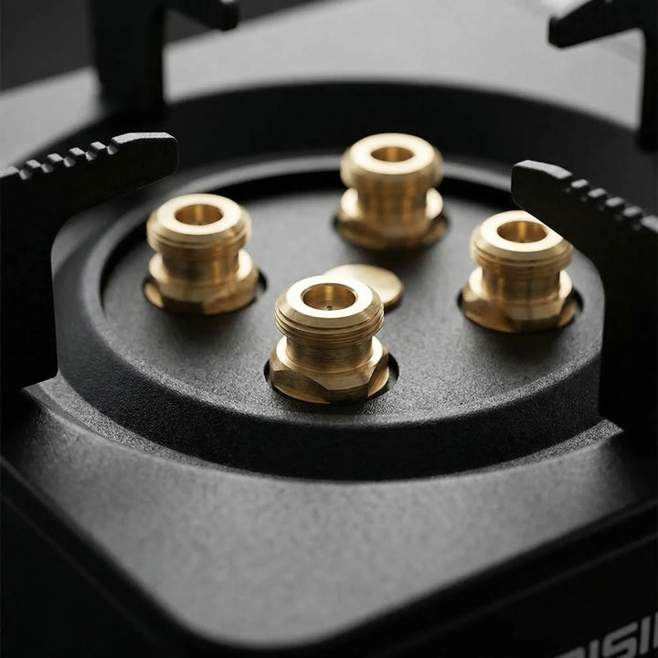 High-output portable gas camping stove with a single burner, perfect for compact outdoor cooking and hiking gear.