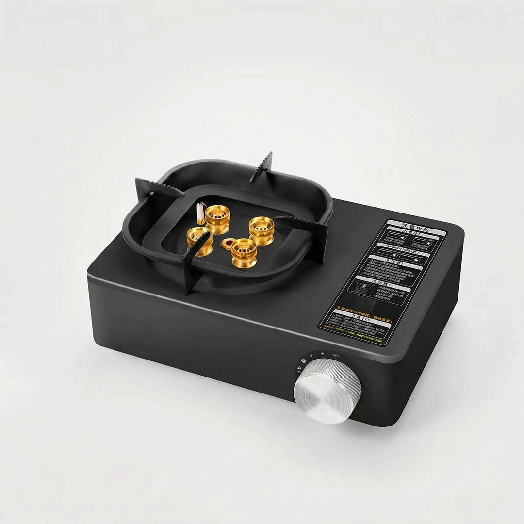Efficient portable camping gas stove, high-output burner for quick outdoor meals, suitable for travel & hiking.