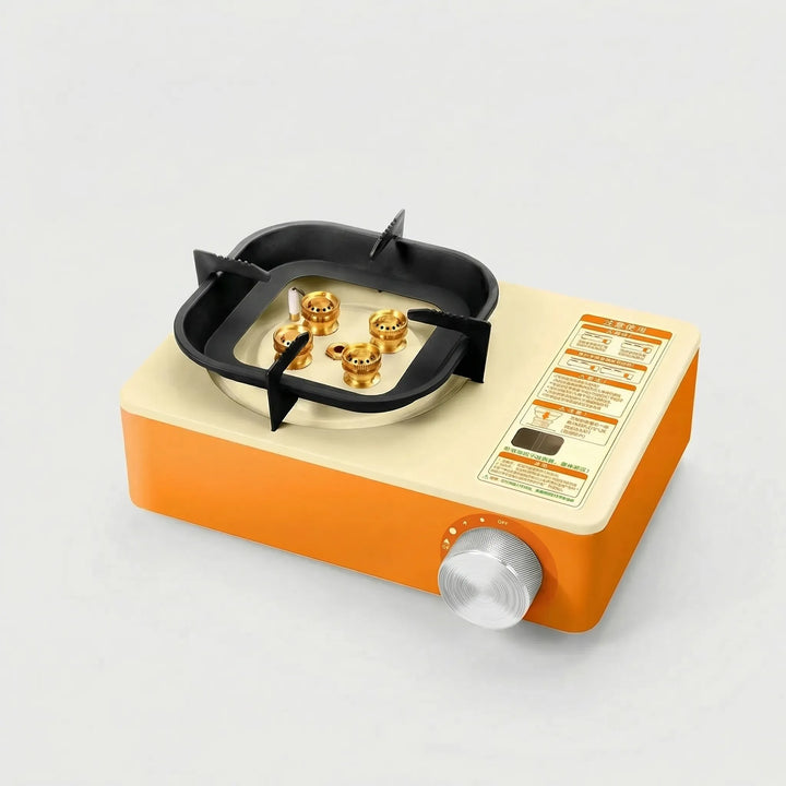 Backpacking gas stove, portable and high-output, perfect for outdoor cooking, camping, and emergency use.