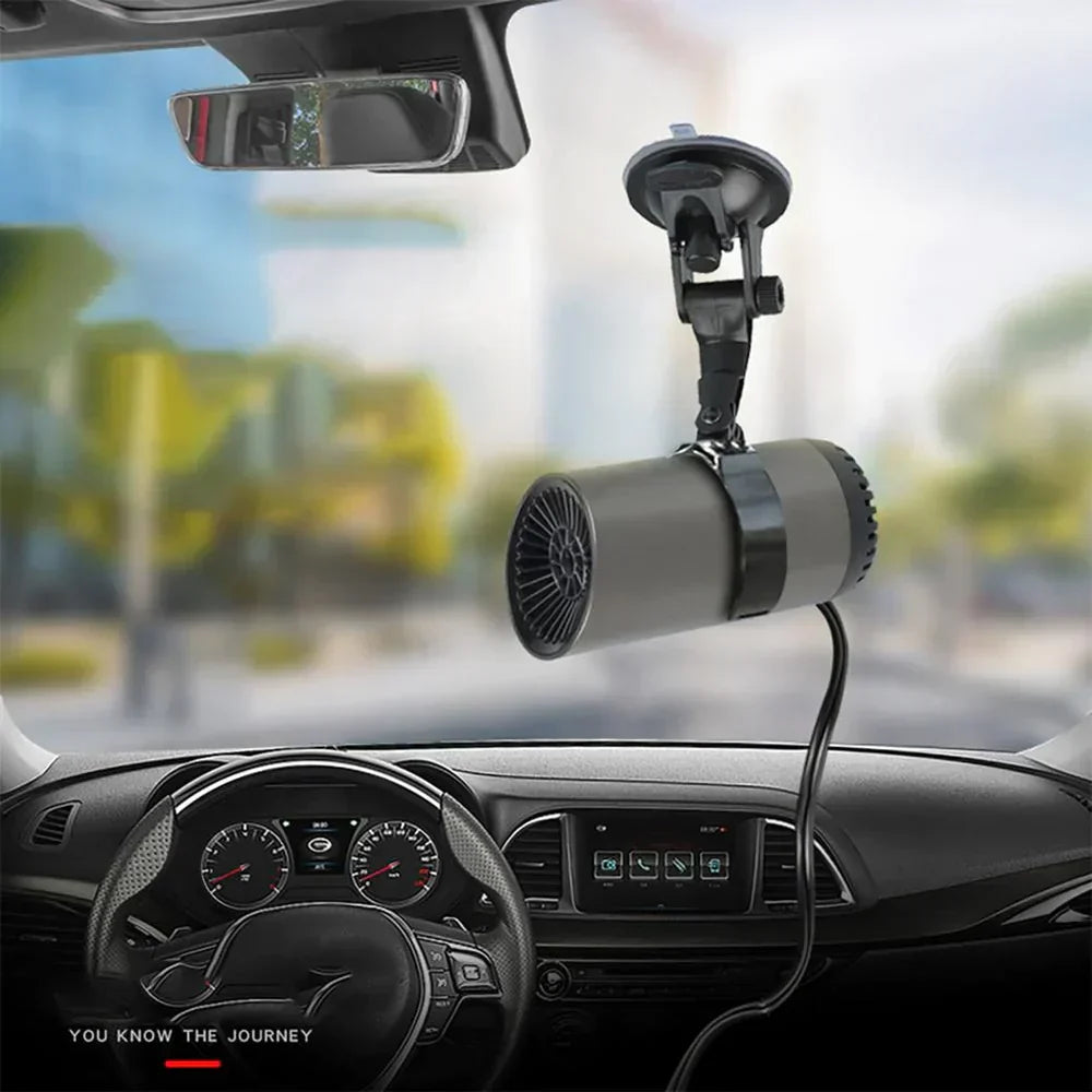 Portable car defroster and heater, ensuring clear visibility for safe winter driving and autocomfort.