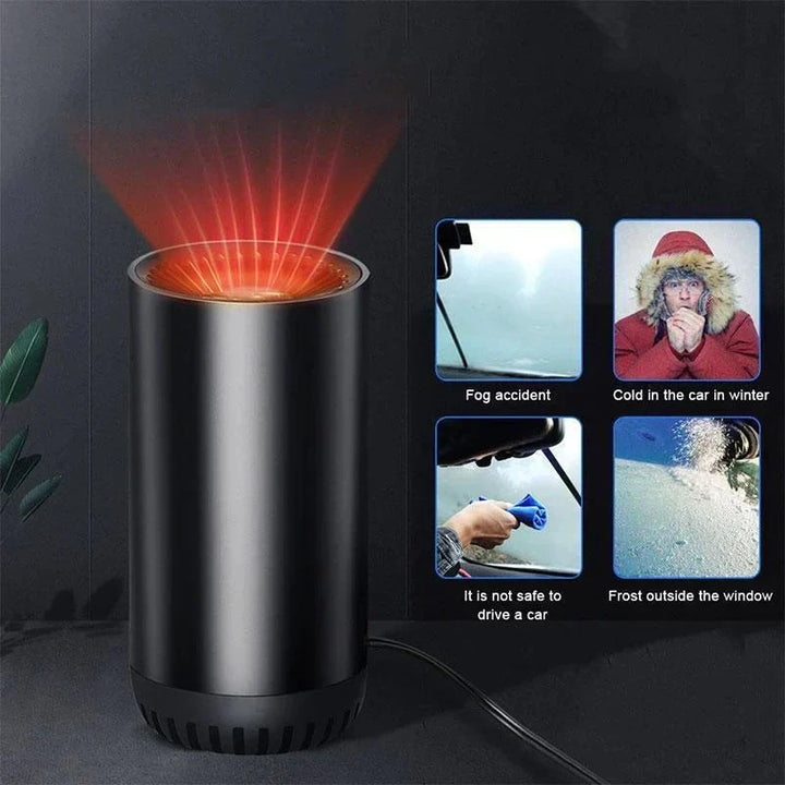 Enjoy warm autocomfort & clear views with this fast-acting portable car defroster and heater. Winter essential.