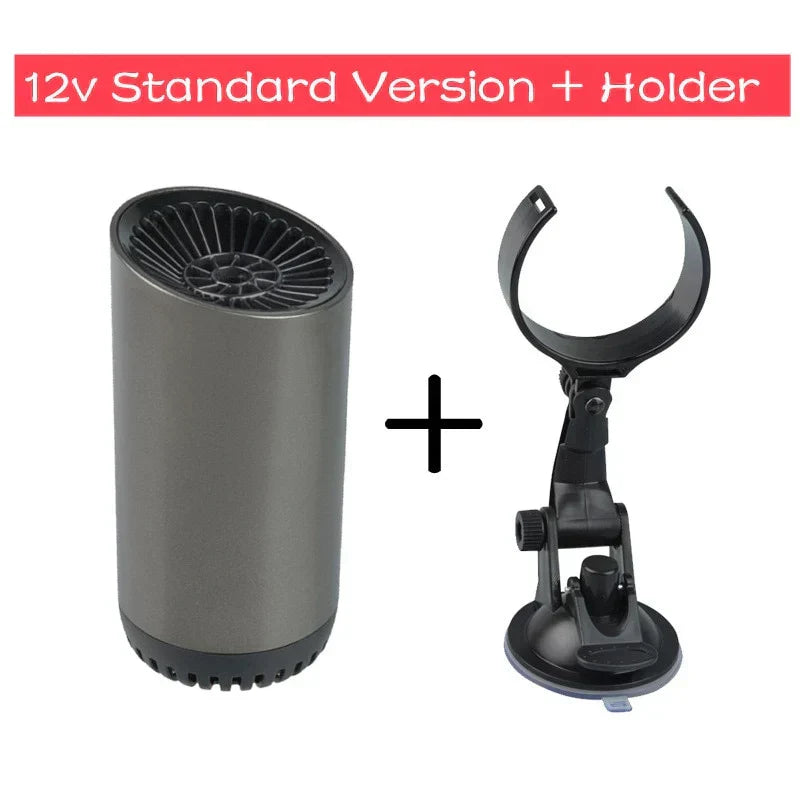 All-season portable car heater and defroster. Clears fog and frost, enhancing auto comfort and visibility.