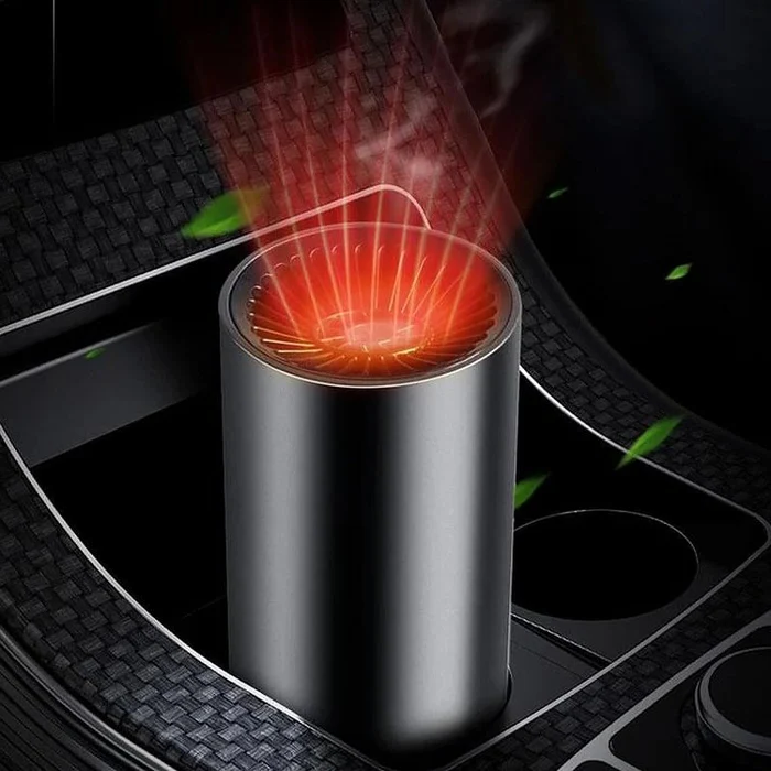 Portable car heater & defroster for fast windshield defogging. 12V automotive warmer for cars, SUVs, RVs, trucks.