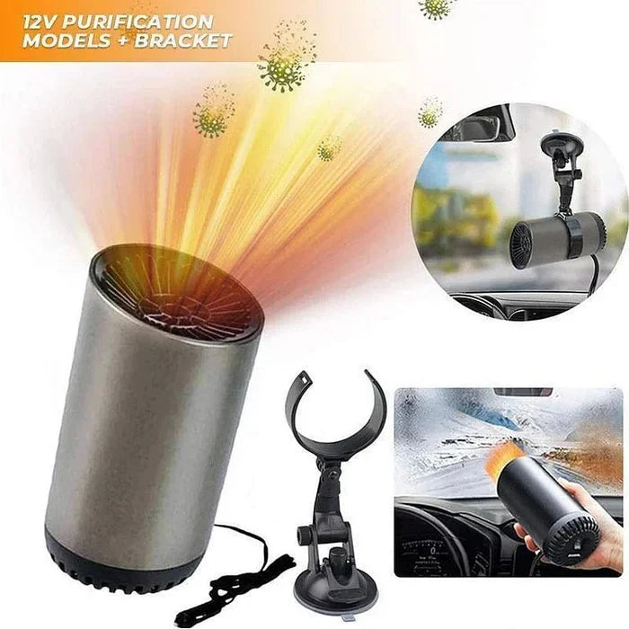 Fast heating & cooling 12V car blower. Plug-and-use portable defroster and warmer for vehicles.