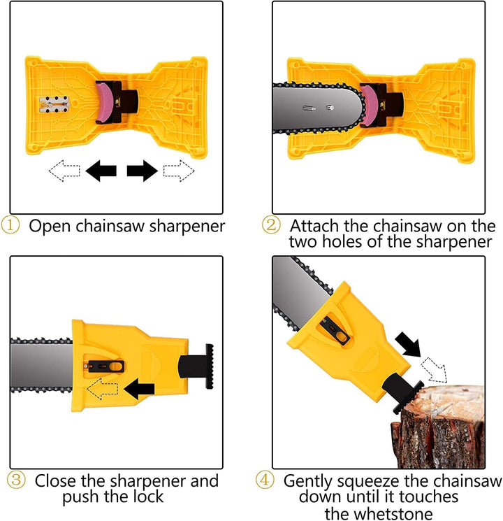 Maintain your chainsaw blades easily with this portable, user-friendly sharpening tool for outdoor use.