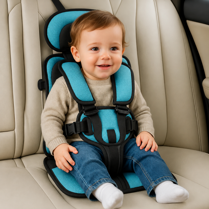 Portable child travel car seat for kids, safe & compact, ideal for family trips.