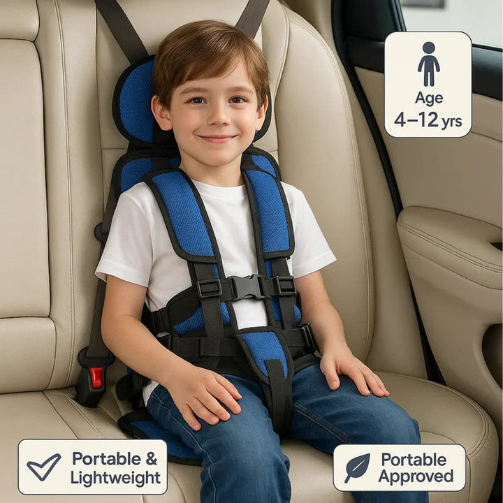 Lightweight portable car seat, ideal for toddlers & kids on the go, easy carry.