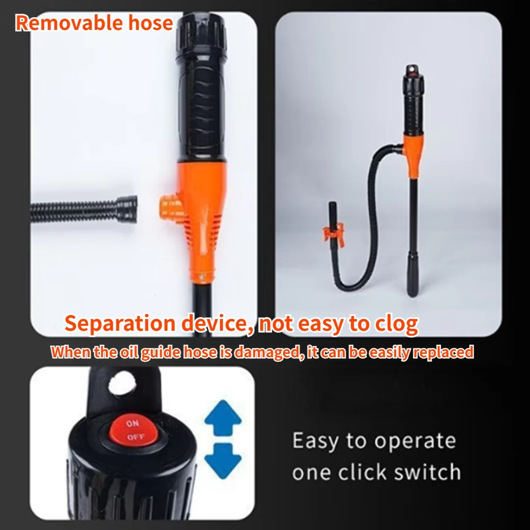 Portable battery oil extractor & fluid pump. Cordless design ensures easy, clean transfers for fuel, oil, & liquids.