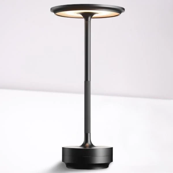 Rechargeable gold LED table lamp, portable & cordless with adjustable light. Perfect modern ambient lighting.