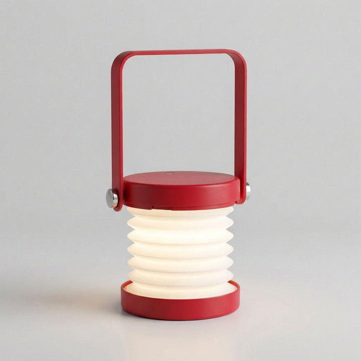 Contemporary portable LED lamp by Solvian, with touch dimming, a natural wood base, and warm light.
