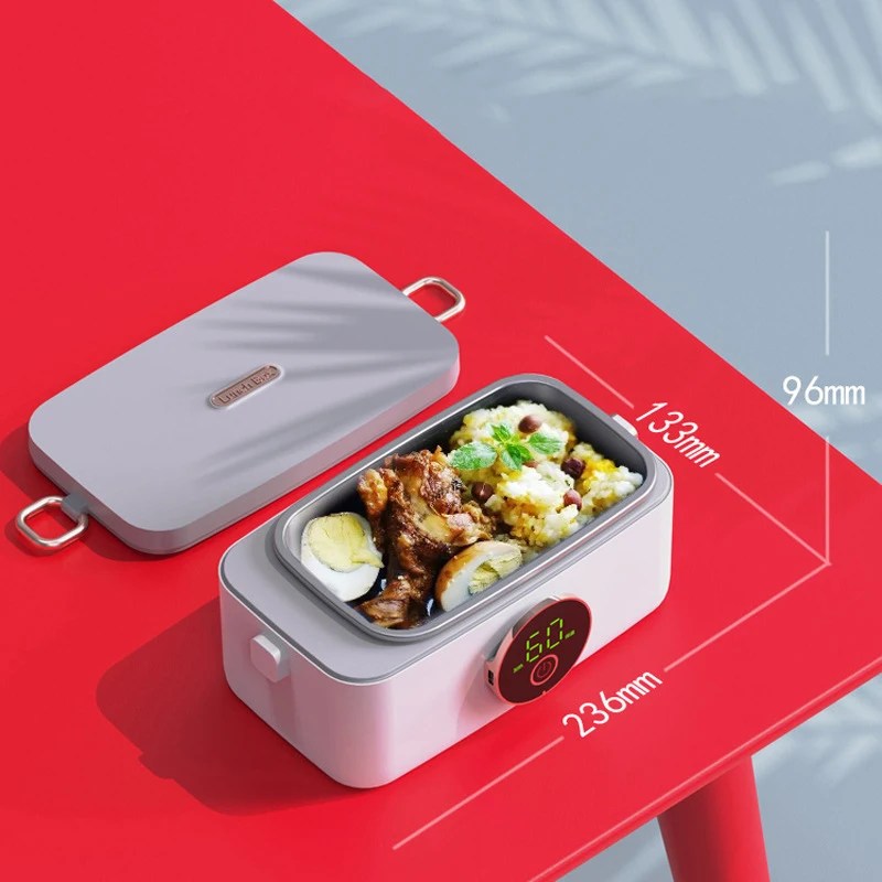On-the-go food warmer: Portable electric lunch box with durable stainless steel interior.