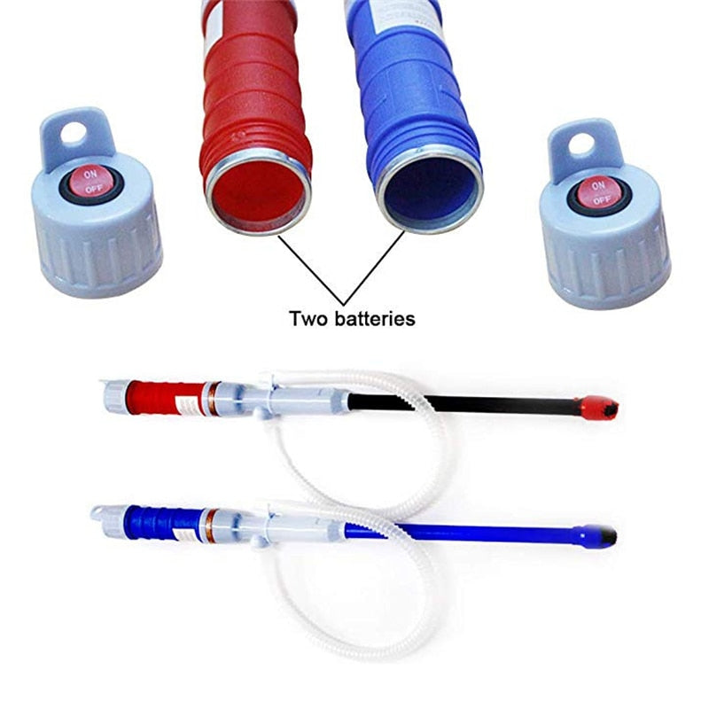 Portable electric pump for fuel/fluid transfer. Battery-powered, self-priming, & spill-free gas siphon.