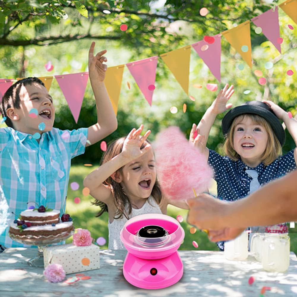 Compact Flurina cotton candy maker with clear dome, perfect for kids' dessert parties.
