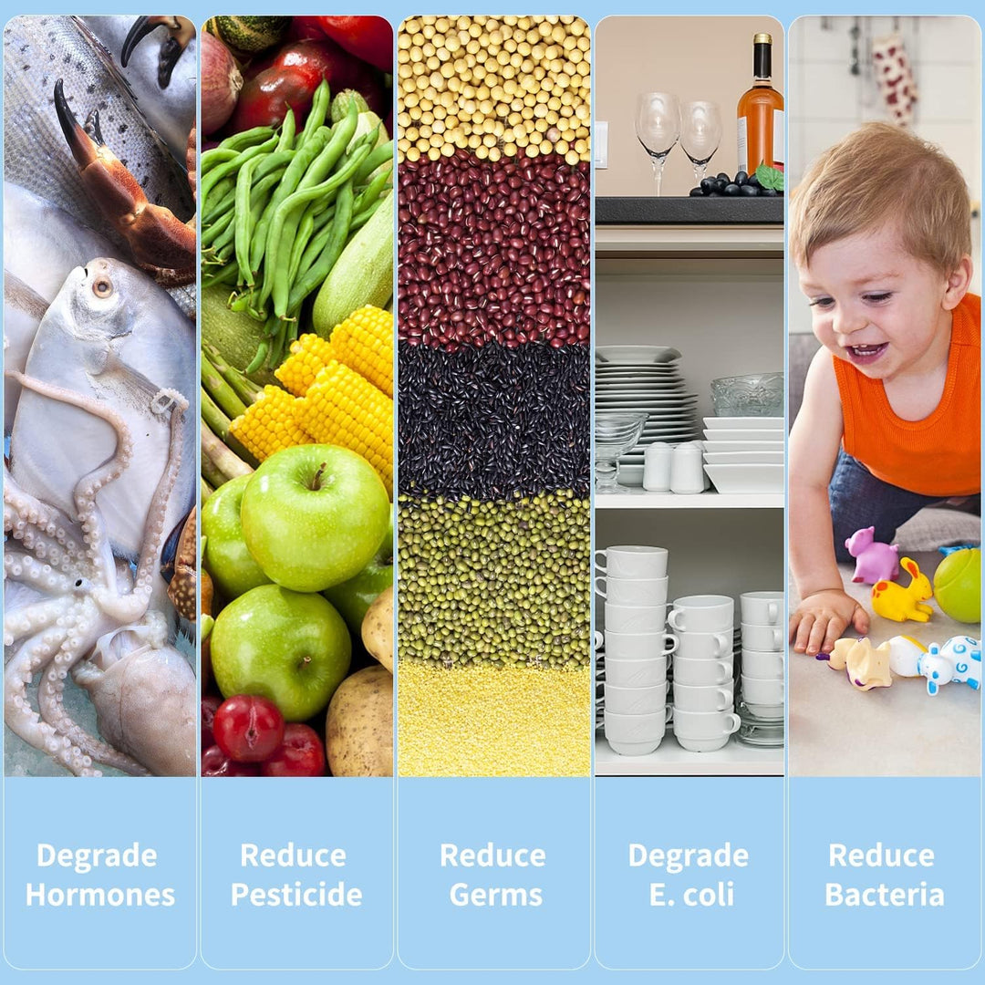 Advanced fruit & vegetable purifier, a portable kitchen gadget. Cordless produce wash for healthy, clean food and safety.