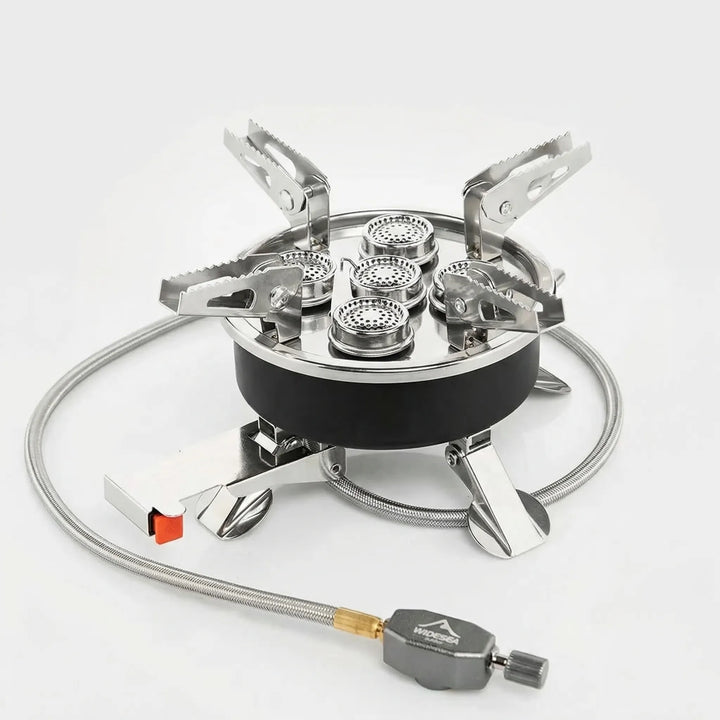 High-output gas camp stove for efficient outdoor cooking, perfect for multi-burner use & camping trips.