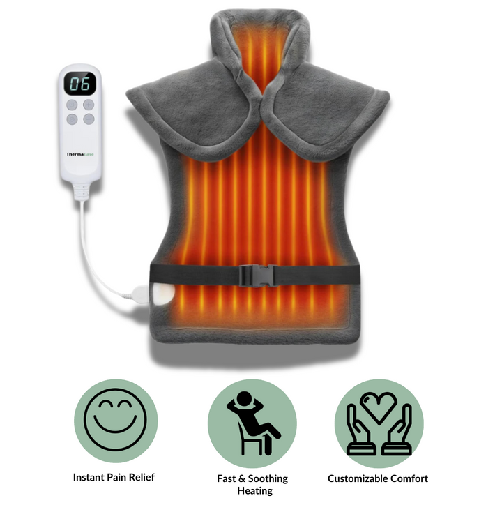 Unisex portable heated back warmer pad. Provides effective pain relief & muscle relaxation for ultimate comfort.