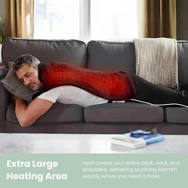 Therapeutic portable heated back pad for soothing back pain & muscle relaxation. Enjoy wellness & comfort anywhere.