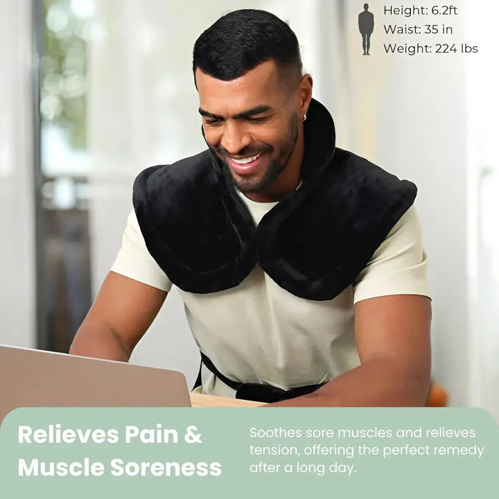 Unisex portable heated back pad, an electric warmer for targeted back pain relief & muscle relaxation.