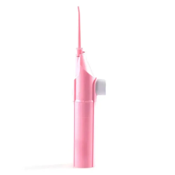 Manual portable water flosser, ideal for travel, ensuring thorough teeth cleaning and gum care.