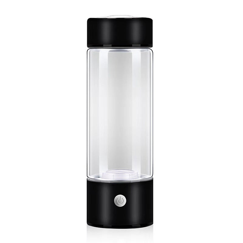 Hydrogen water bottle showing active bubbling, indicating fresh antioxidant-rich water generation for wellness.