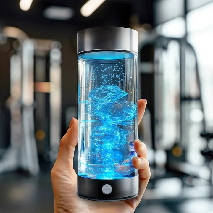 Portable hydrogen water bottle with USB charging for on-the-go hydration & wellness.