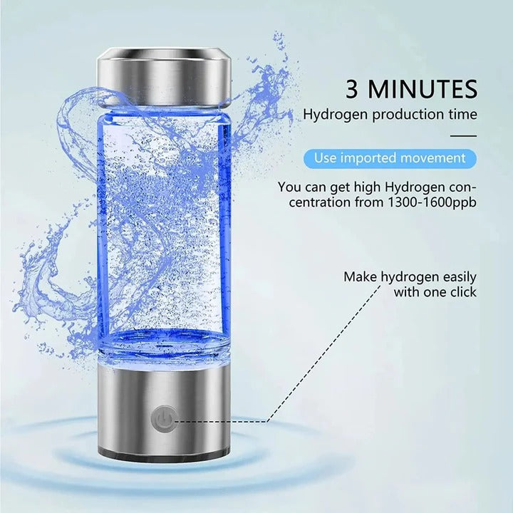 Boost wellness with this portable hydrogen water bottle, easily recharged via USB for daily use.
