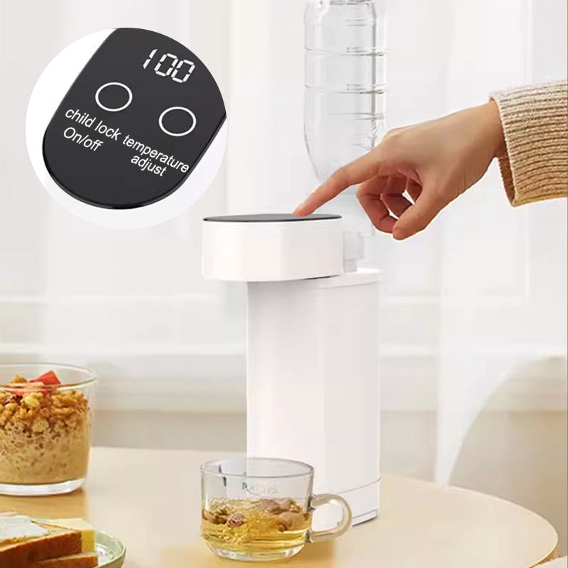 Modern instant hot & cold water dispenser. Fast heating kitchen or office appliance. Enjoy quick drinks.