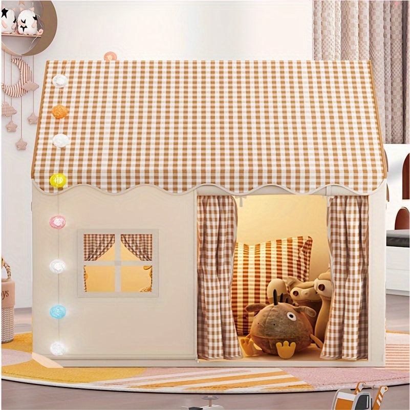 Colorful kids playhouse toy, portable & lightweight for indoor fun, promotes imaginative play & social skills.