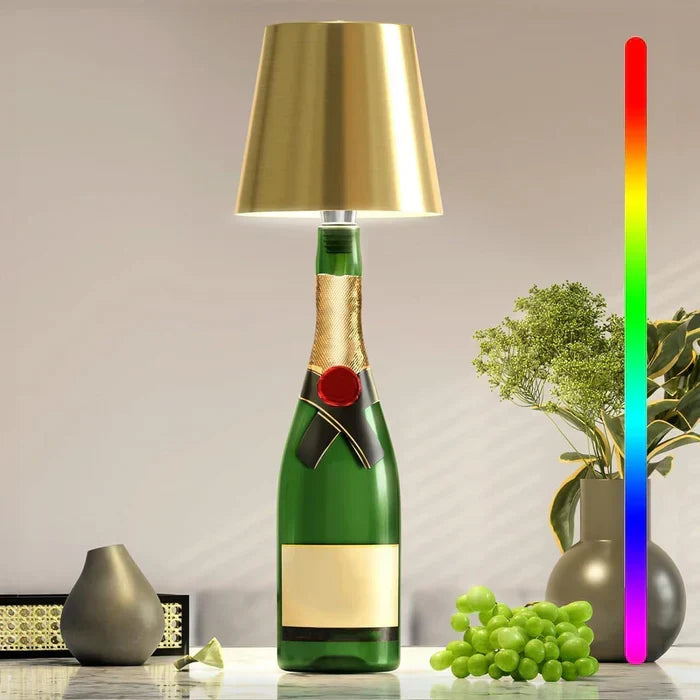 Ambient LED bottle lamp, touch control and dimmable for indoor/outdoor lighting.