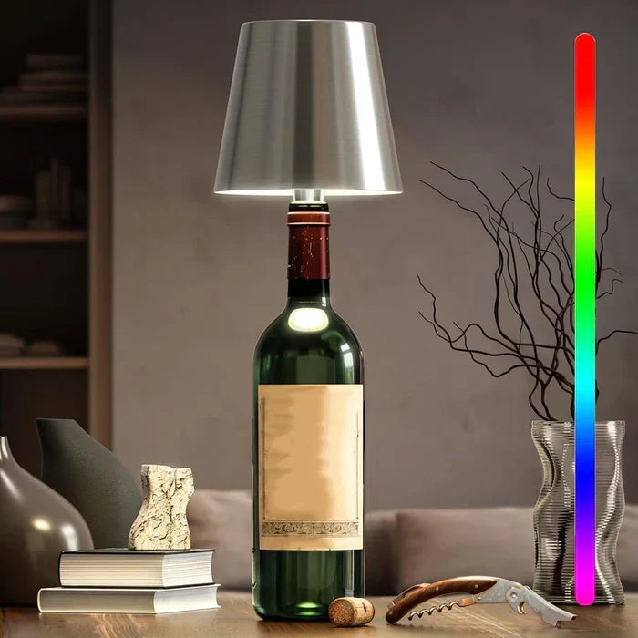 Portable LED lamp, bottle design, dimmable, touch control, perfect for ambiance.