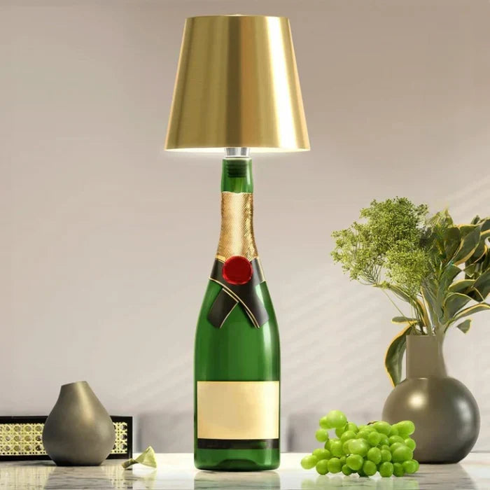 GlowBottle: Dimmable LED bottle lamp with touch control, ideal for ambient light.