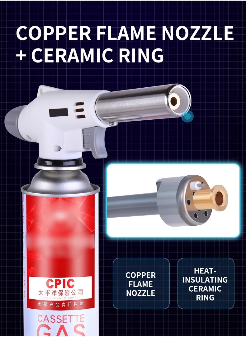 Versatile portable metal butane torch, a powerful flame tool for all your outdoor cooking needs
