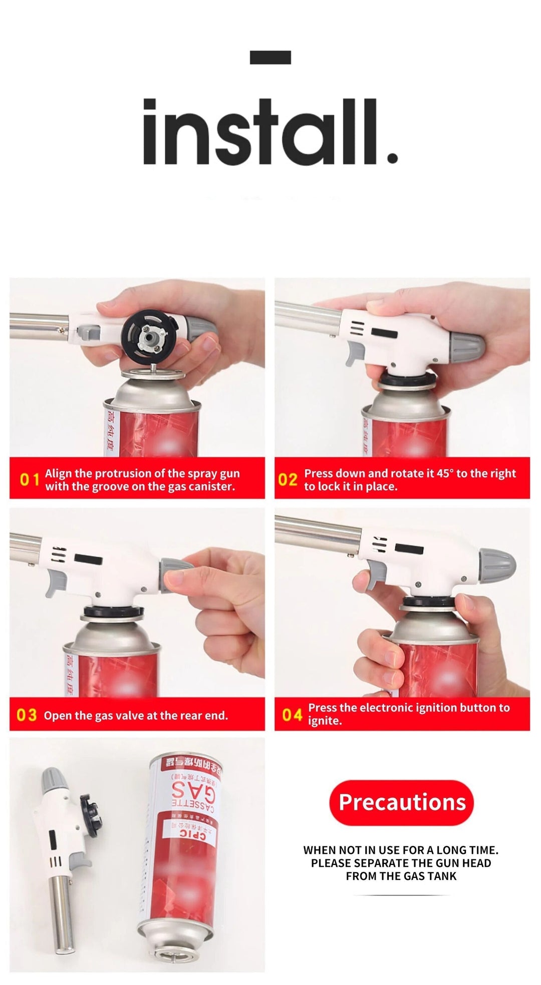 Versatile metal butane flame gun, perfect for camping, BBQ, and kitchen flame searing