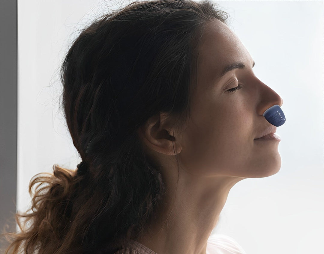 Sleep apnea relief with portable micro CPAP, effectively stopping snoring for quiet, healthy sleep.