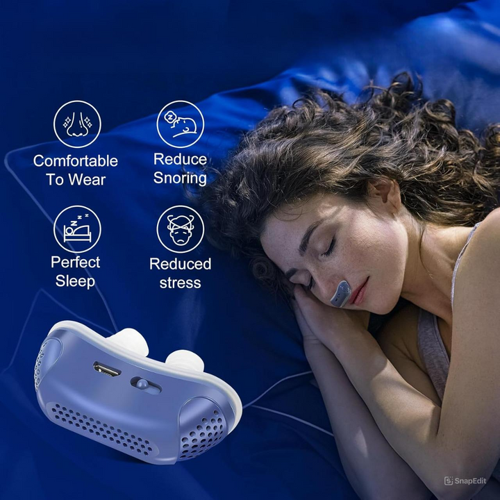 Achieve quiet, restorative sleep with this portable micro CPAP, an effective anti-snoring & apnea solution.