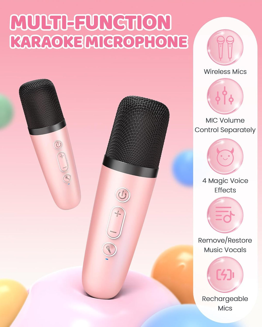 Veylo Kids Karaoke Machine and wireless mics, perfect gift for young performers, vibrant and engaging