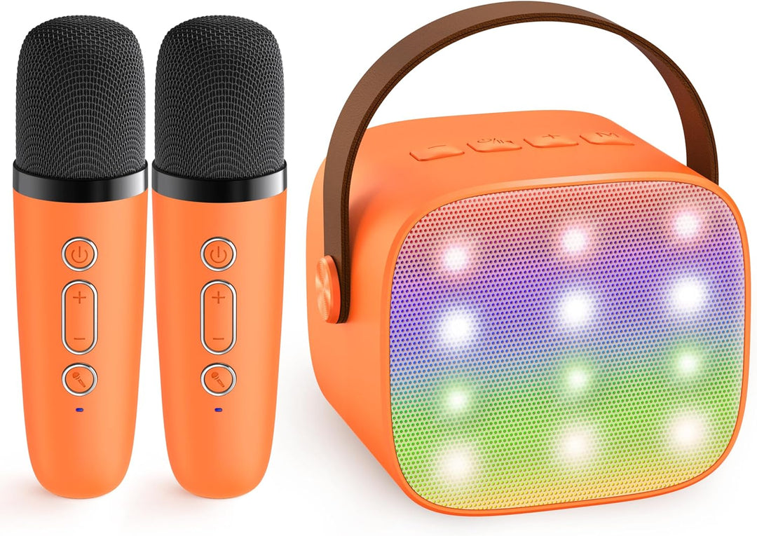 Portable Mini Karaoke Machine from Veylo, great for parties, complete with two wireless microphones