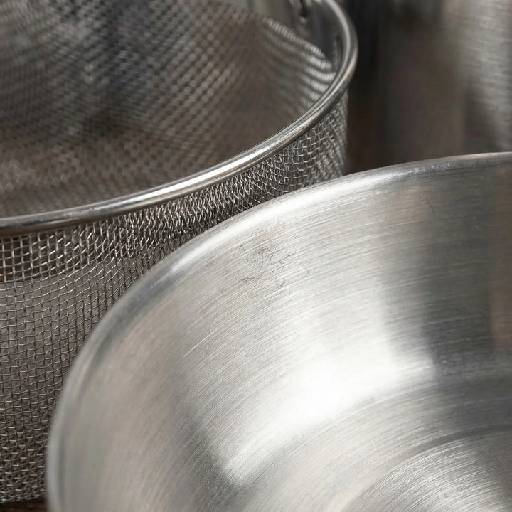 Compact, portable family camping pot set, ideal for use with a camp stove & travel cooking.