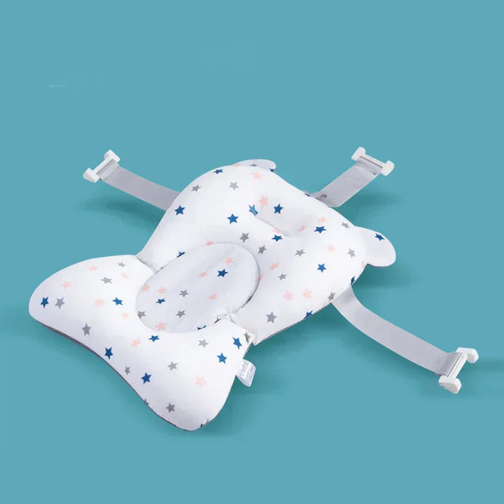 Portable non-slip infant bath mat for safe travel. Essential baby care item offering comfortable support.