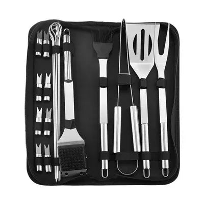 Elevate your outdoor cooking with this professional portable barbecue grilling tool set.