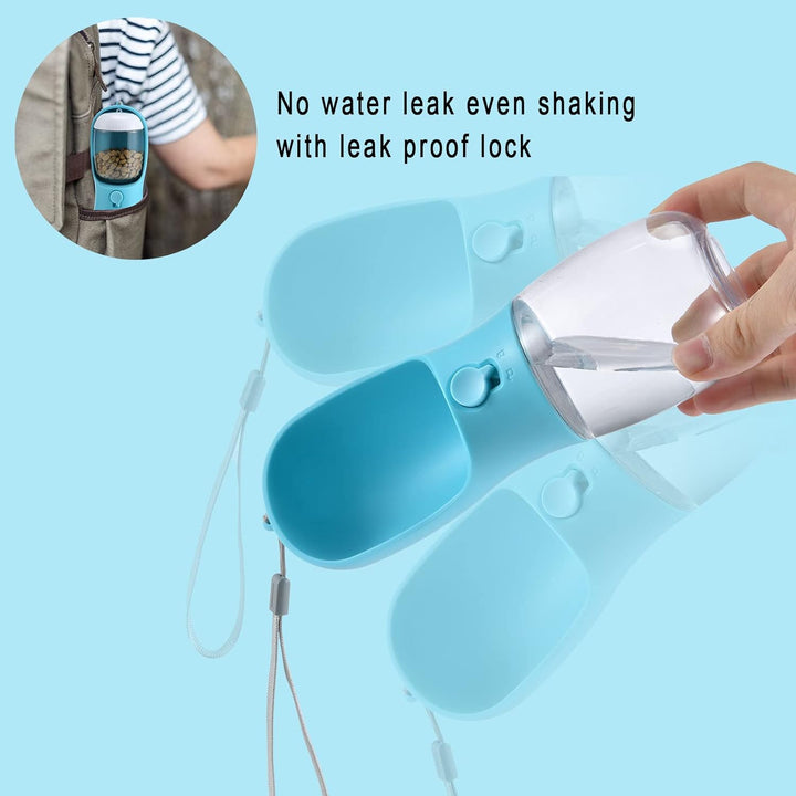 Keep your dog refreshed with this portable water bottle and handy food dispenser.