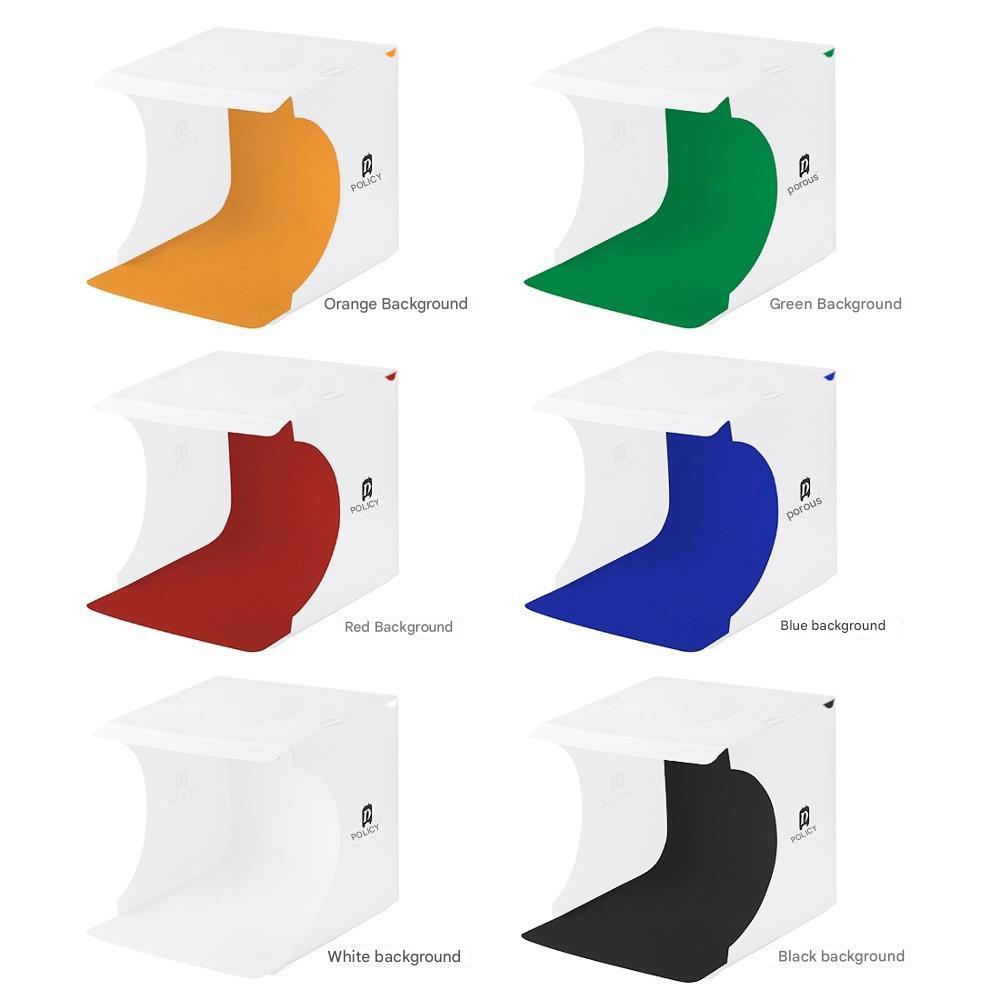 Portable LED photo studio light box with multiple backdrops for versatile product photography.